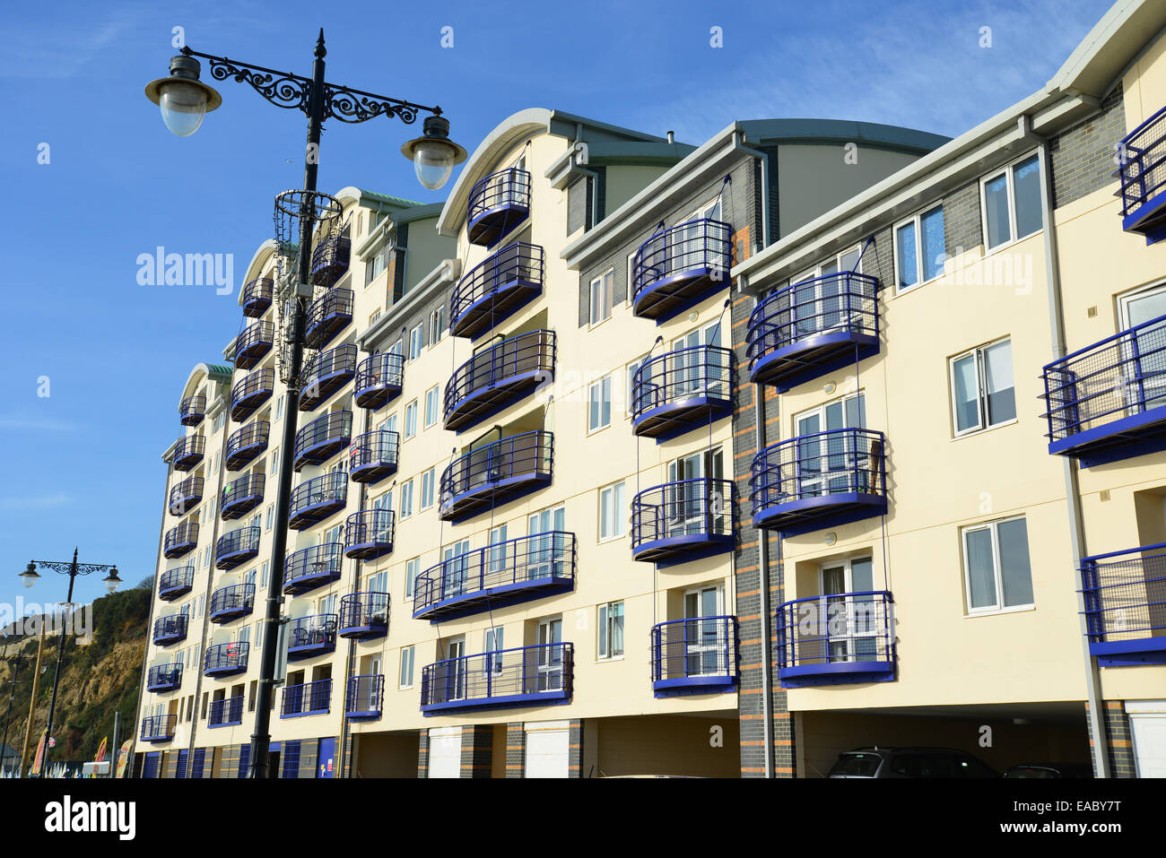 Napoleone appartamento sbarco edificio sulla spianata, Sandown, Isle of Wight, England, Regno Unito Foto Stock