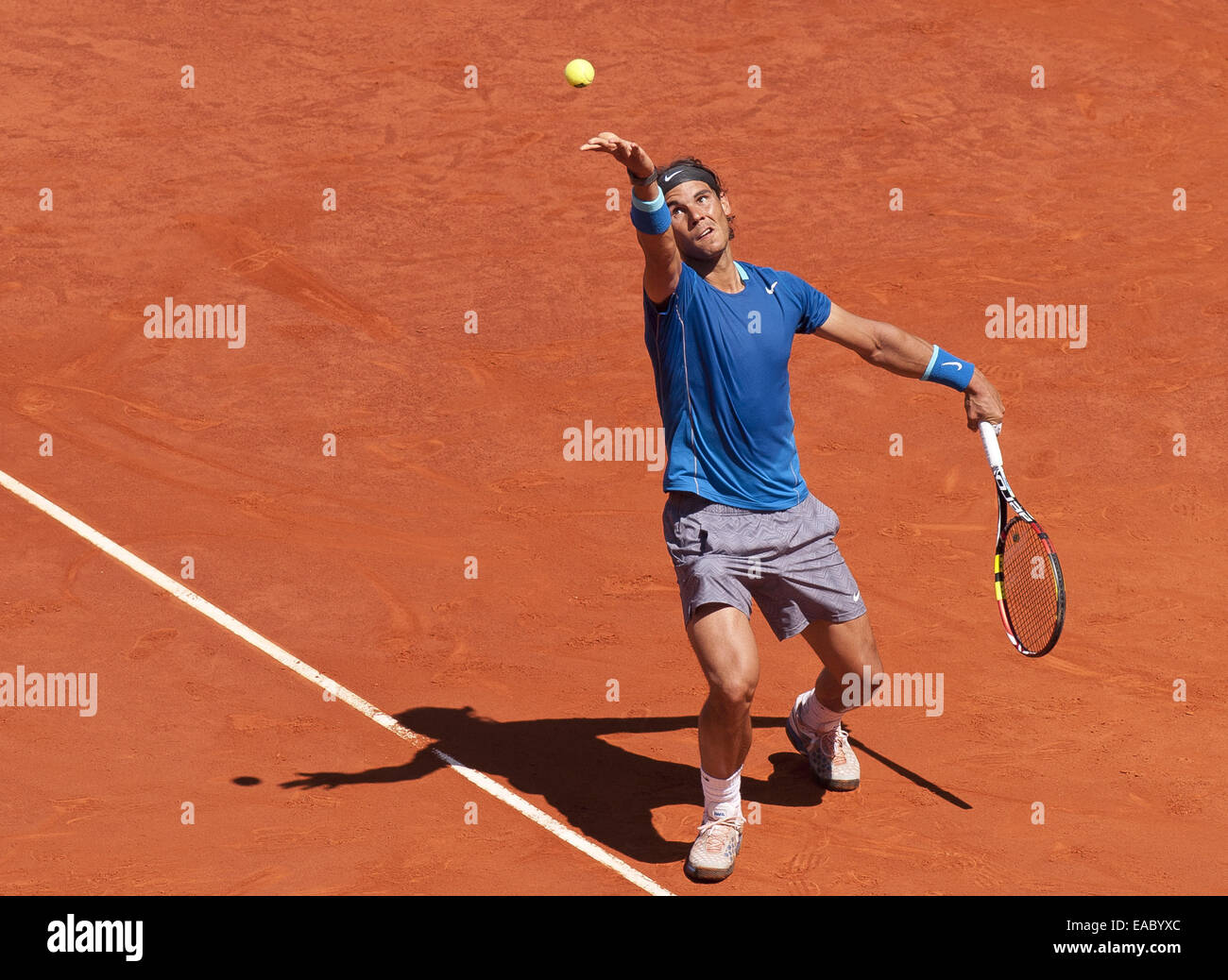 2014 Mutua Madrid Open Uomini Singoli - Rafael Nadal v Tomas BERDYCH - Quarti di finale. Rafael Nadal ha sconfitto Tomas BERDYCH oltre 2 set (6-4, 6-2) con: Rafael Nadal dove: Madrid, Spagna Quando: 09 Maggio 2014 Foto Stock