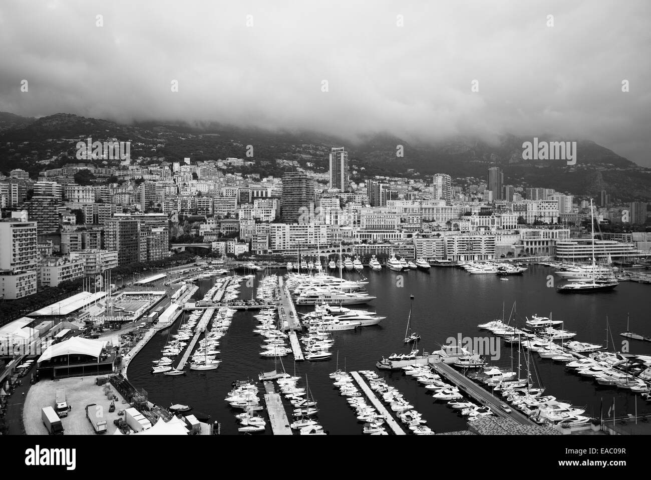 Vista sul porto di Monaco. Foto Stock