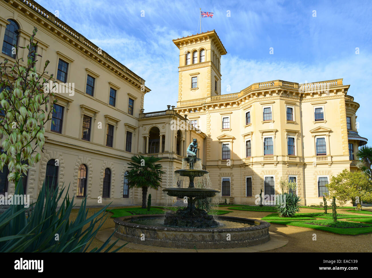 Giardino Terrazza fontana, Osborne House, East Cowes, Isle of Wight, England, Regno Unito Foto Stock