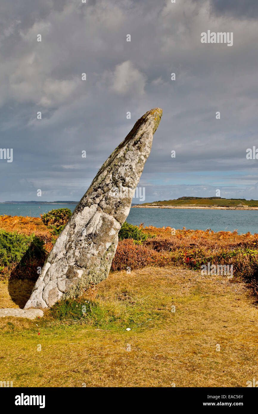 Il vecchio uomo di Gugh; St Agnes; Isole Scilly; Regno Unito Foto Stock