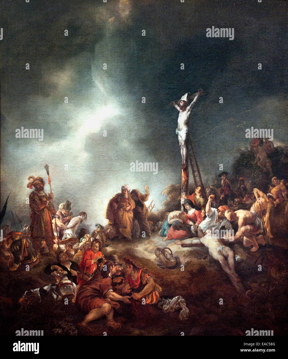 Cristo in croce sul Golgota di Jan van Noordt 1620-1676 olandese Paesi Bassi Foto Stock