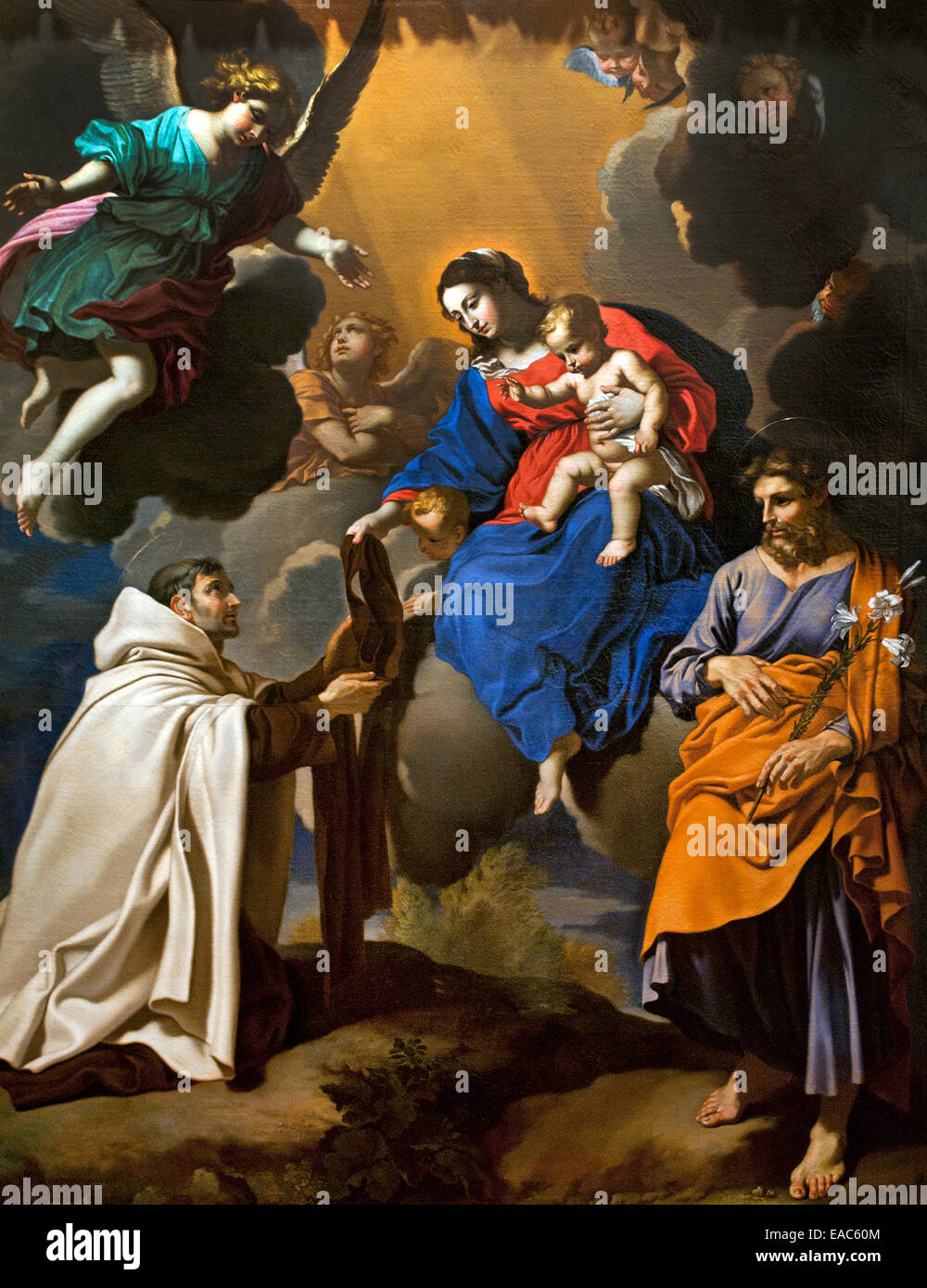 Vergine di consegnare lo Scapolare a San Simone Stock 1644 Nicolas Mignard. 1606-1668 Francia - Francese Foto Stock