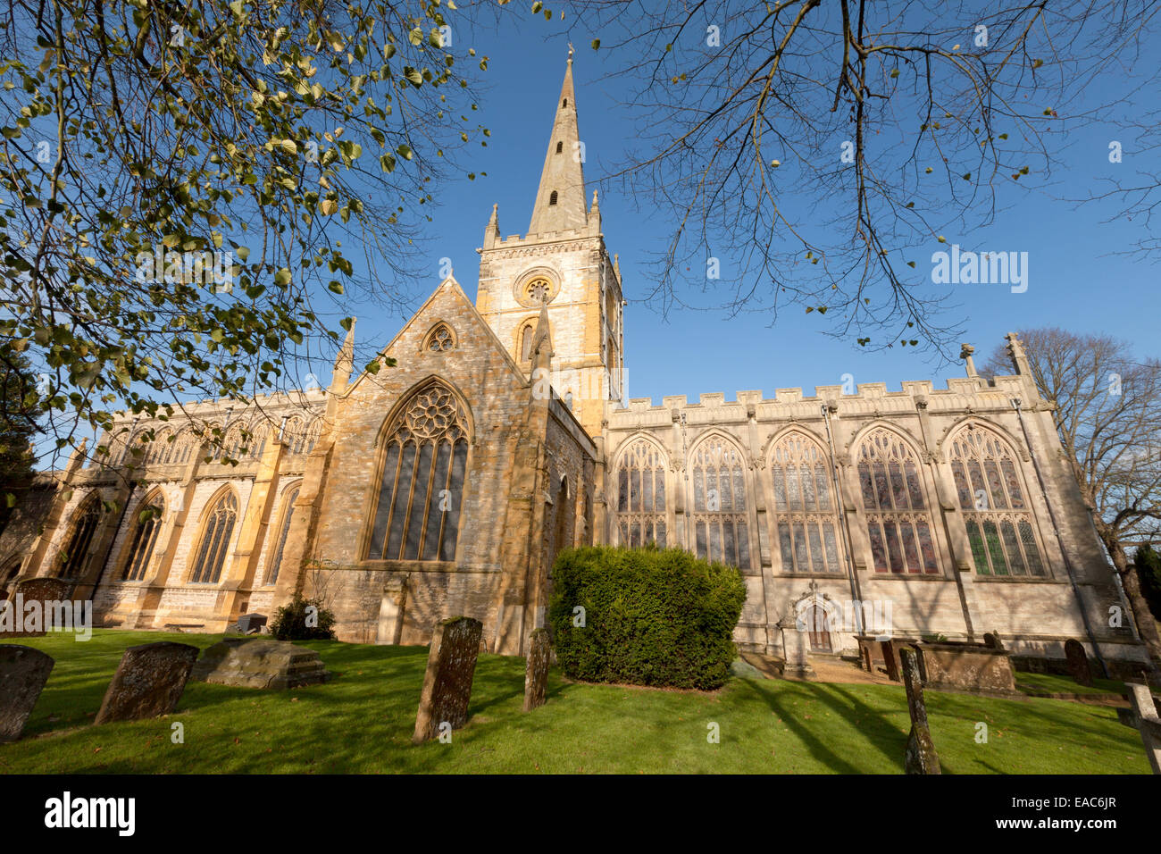 Chiesa della Santa Trinità, il sito di Shakespeare's grave, Stratford upon Avon, Warwickshire, Regno Unito Foto Stock
