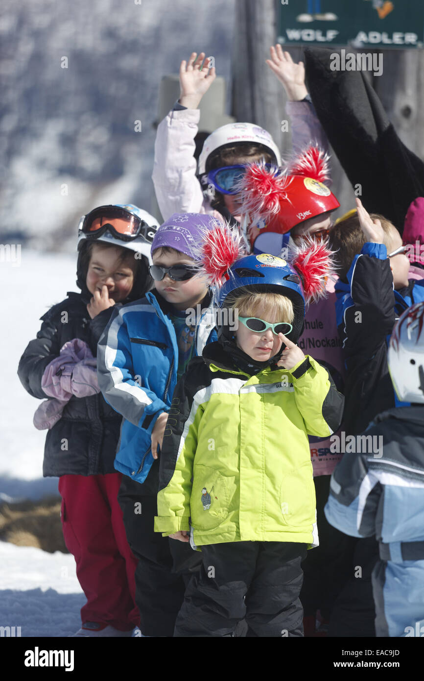 Cerimonia di vittoria scuola di sci St. Oswald Foto Stock
