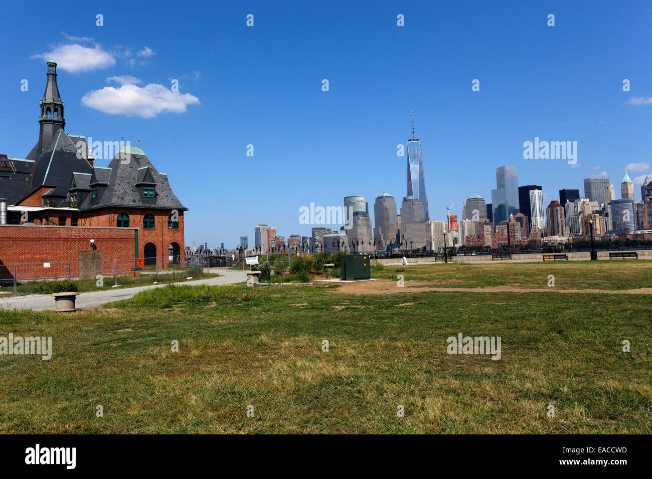 La Ferrovia Centrale del New Jersey (CRRNJ) terminale a Liberty State Park in Jersey City New Jersey Foto Stock