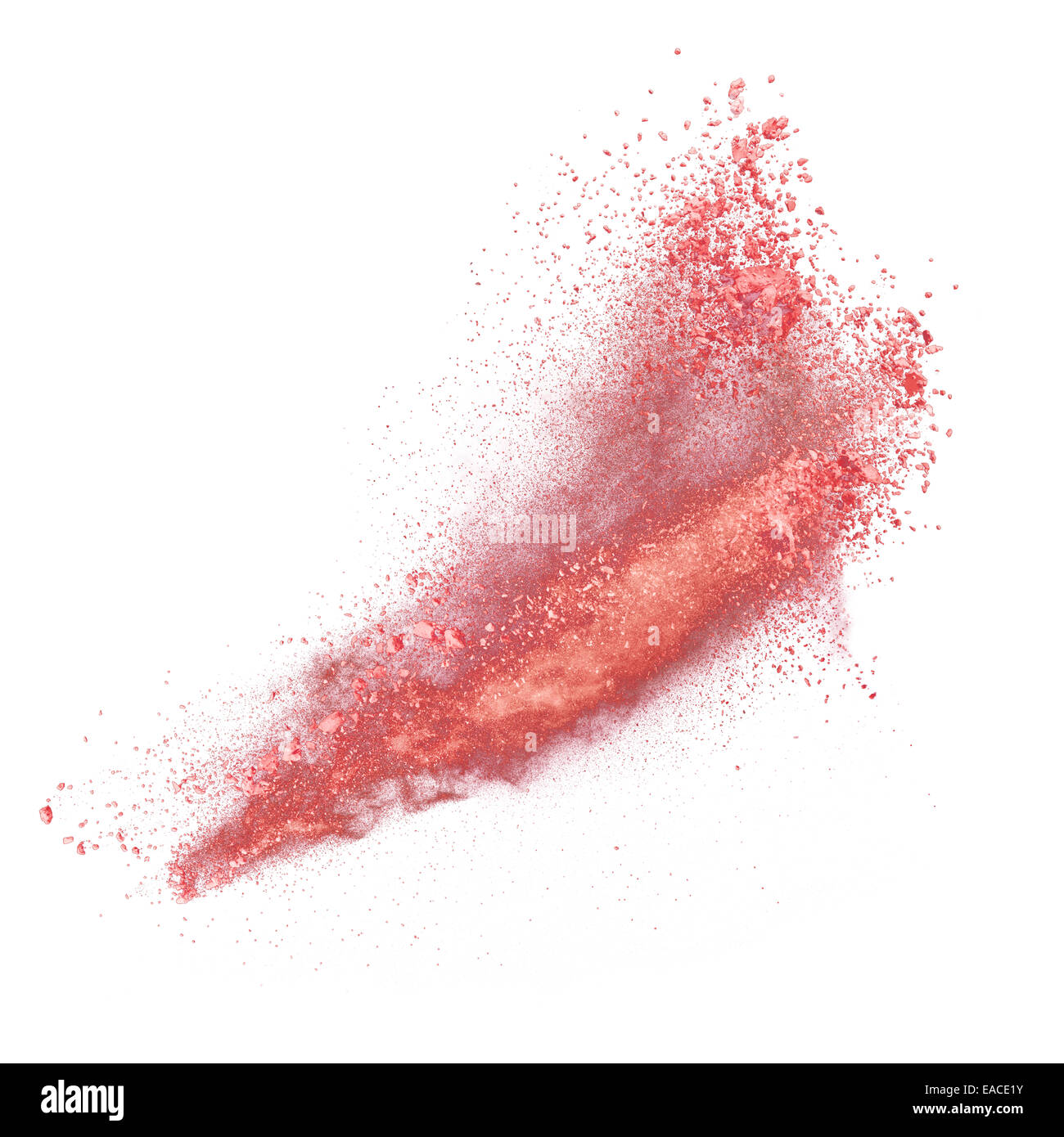 Bloccare il movimento della polvere rossa esplosione isolati su sfondo bianco Foto Stock