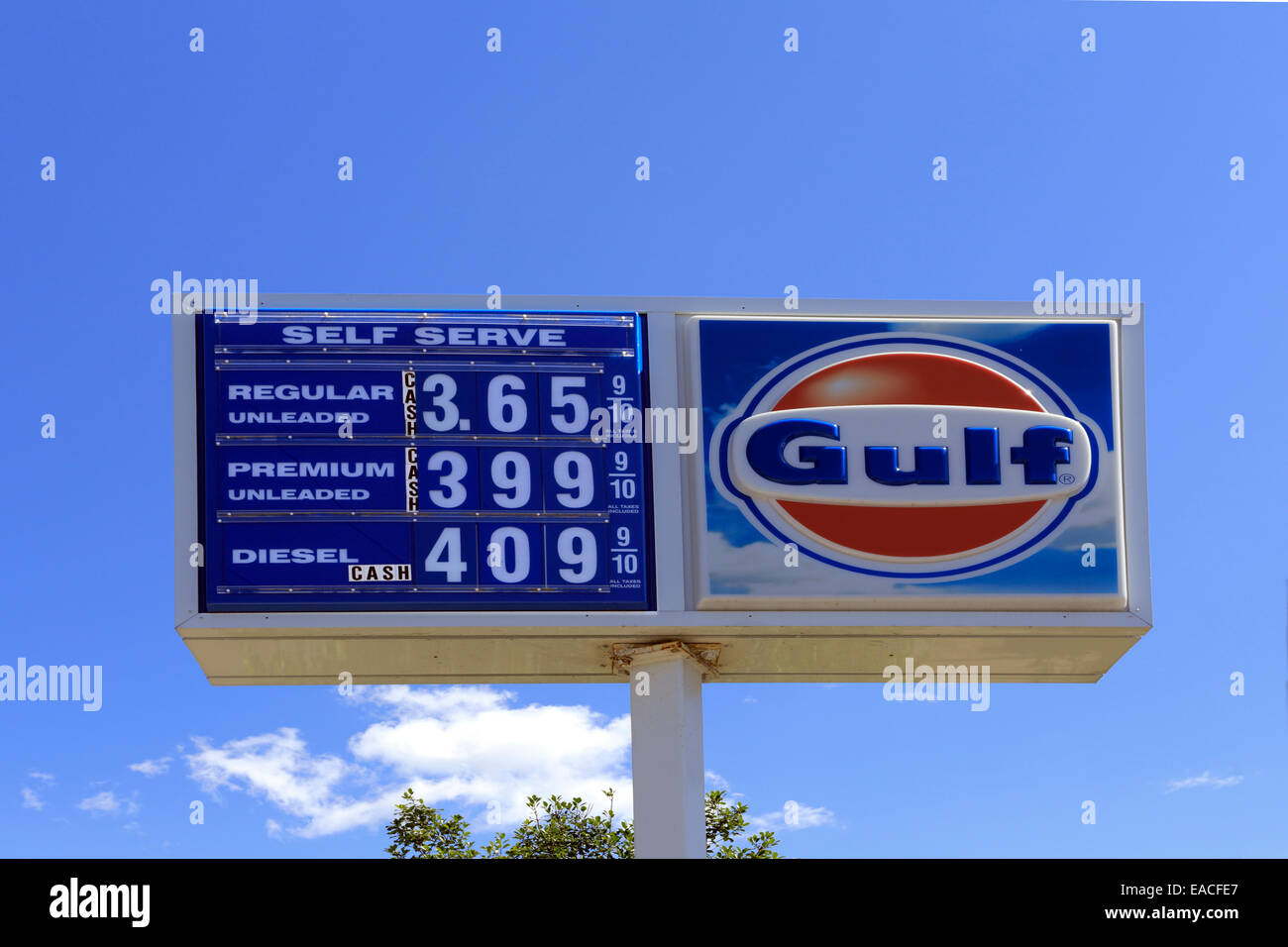 Stazione di gas prezzo sign Long Island New York Foto Stock