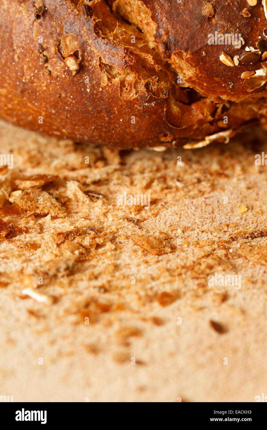 Tradizionalmente i cereali francesi baguette, close-up. Foto Stock