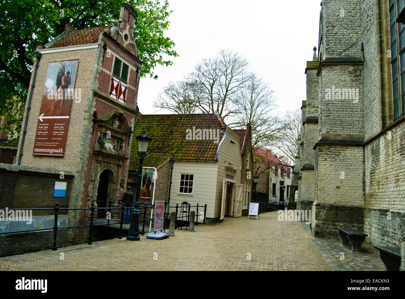 La strada sul retro di San Giovanni la Chiesa, Gouda Foto Stock