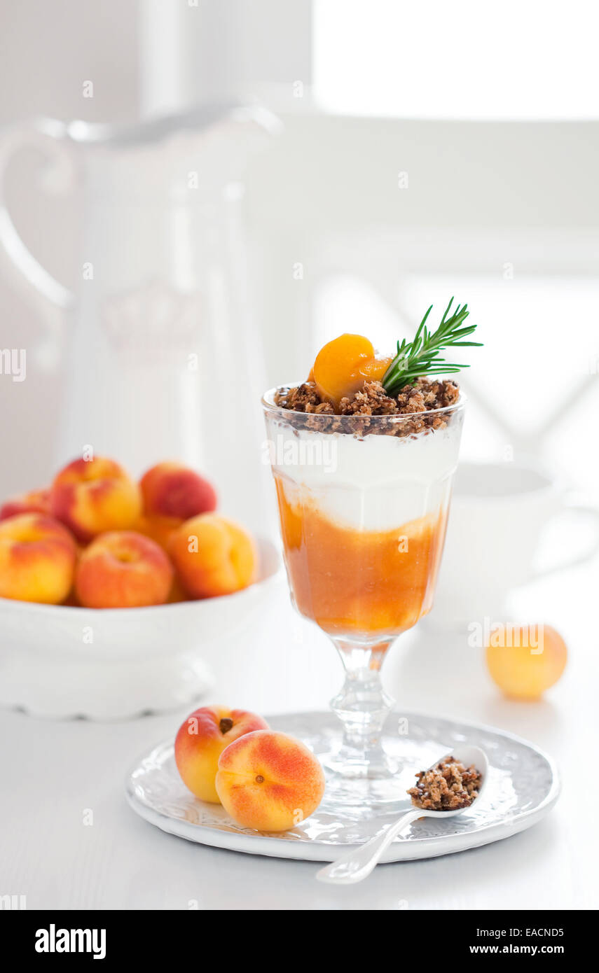 Yogurt con granola e albicocche Foto Stock