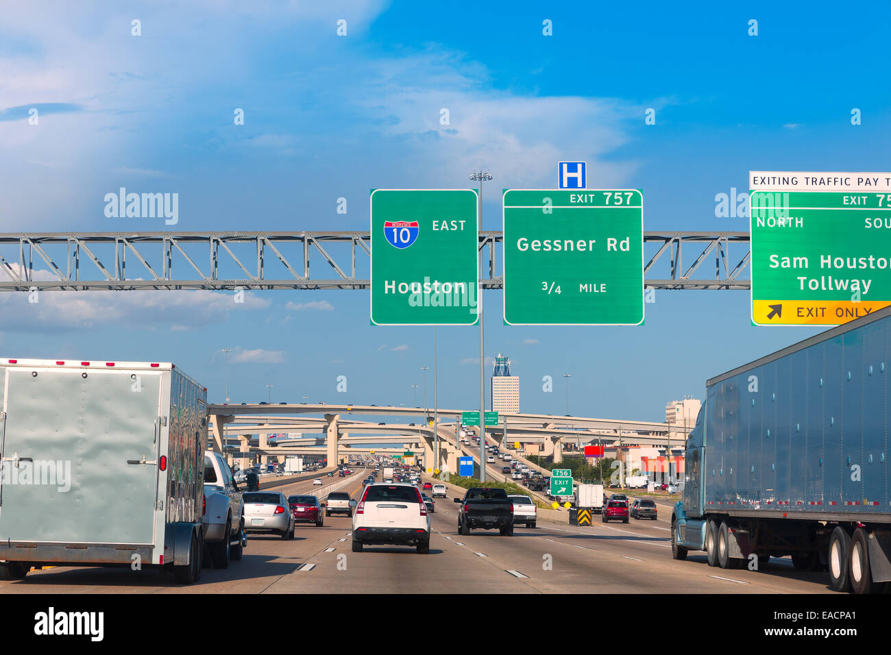 Houston Katy Freeway traffico Fwy 10 interstate in Texas USA US Foto Stock