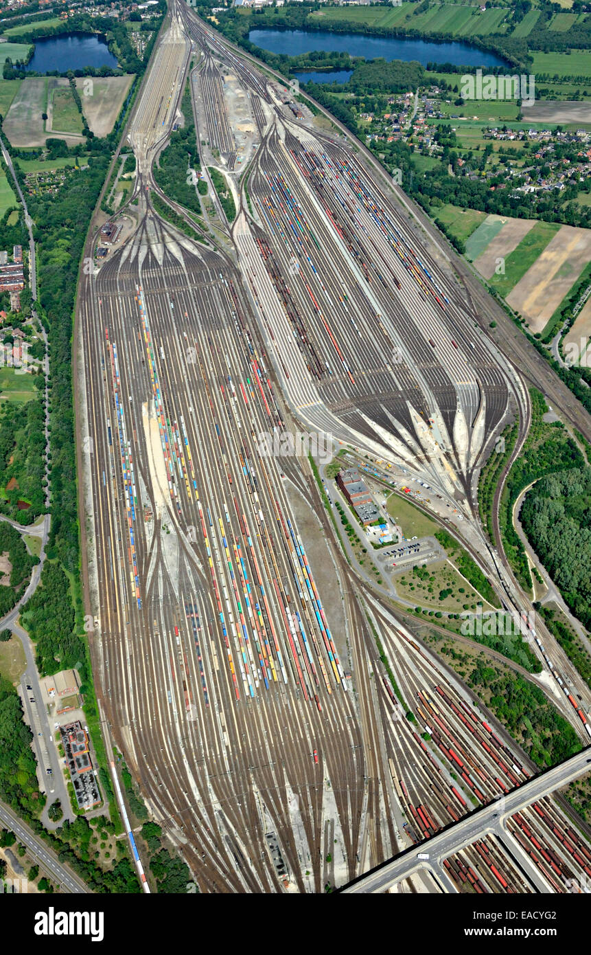 Vista aerea, Maschen cantiere di smistamento, Maschen, Bassa Sassonia, Germania Foto Stock