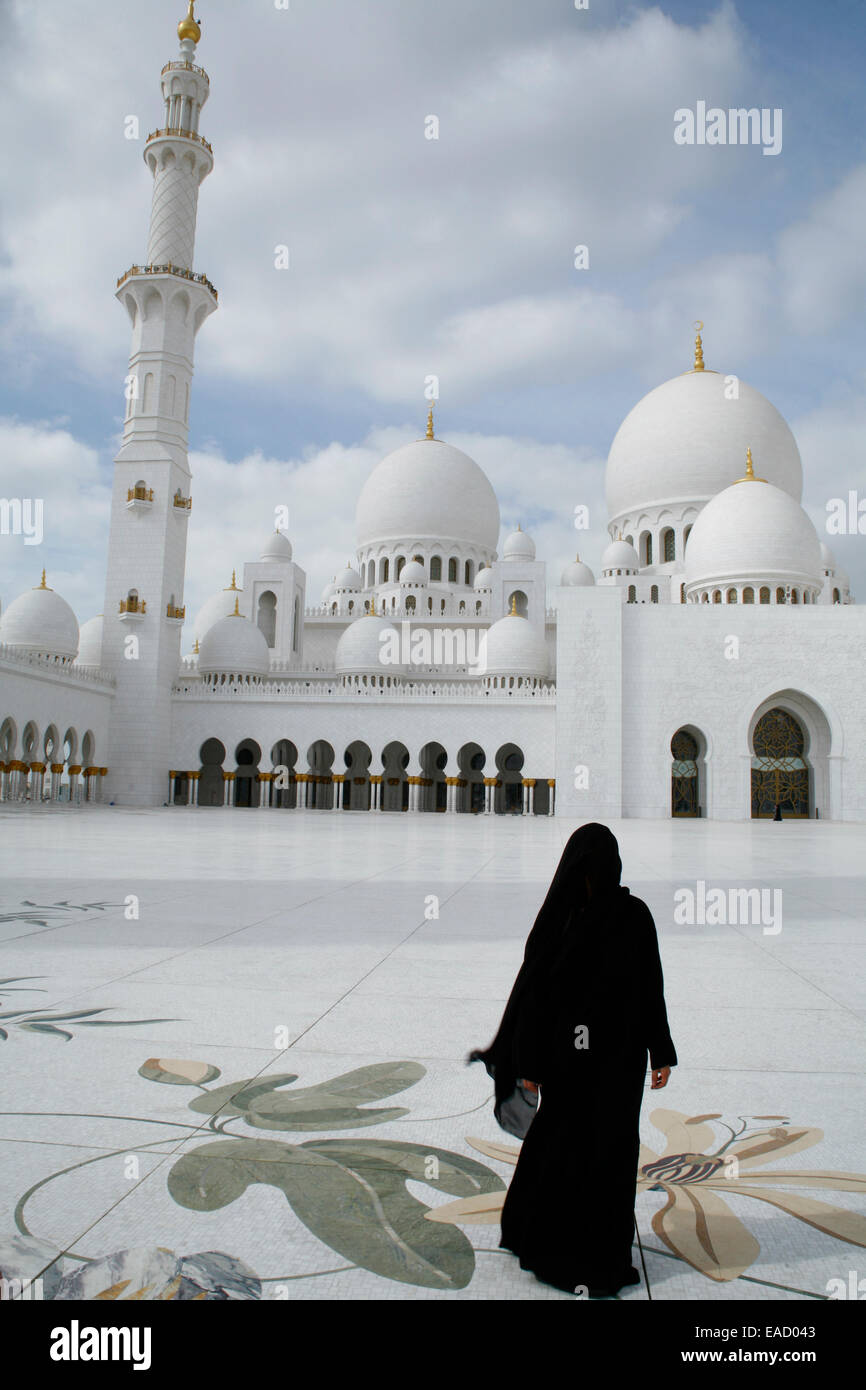 Moschea Sheikh Zayed, Abu Dhabi, Emirato di Abu Dhabi, Emirati Arabi Uniti Foto Stock