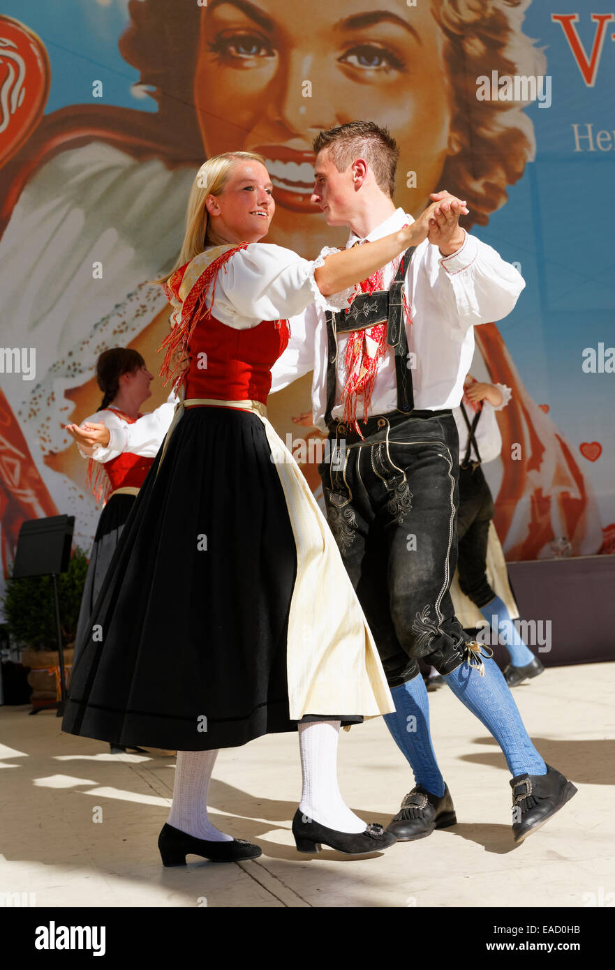 Fuernitz Faaker See folk dance group, Villacher Kirchtag tradizionale festival folk, Villach, Carinzia, Austria Foto Stock