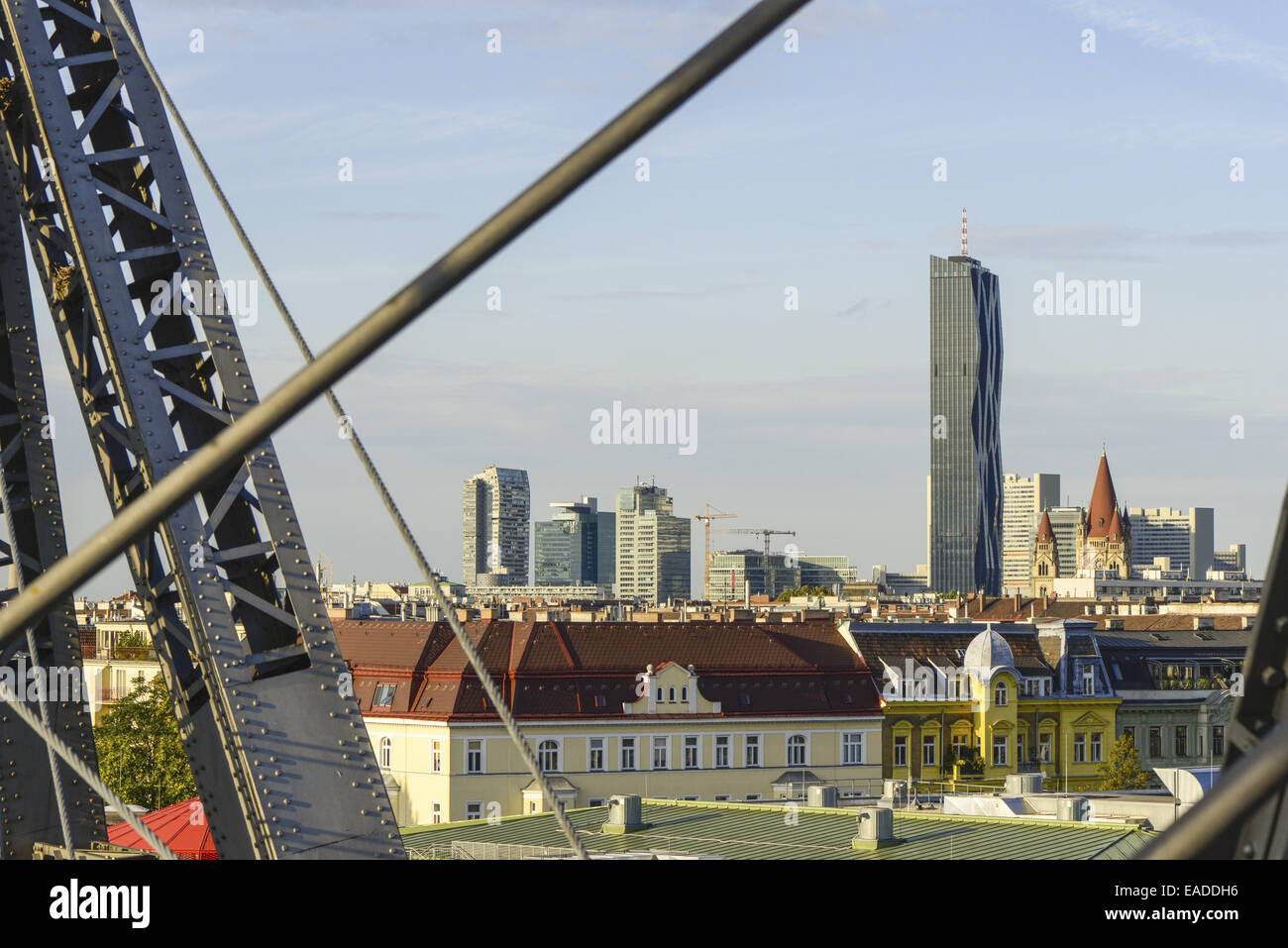 Prater, Riesenrad, traghetto gigante ruota, DC Tower, Vienna, Austria, 2. distretto Foto Stock