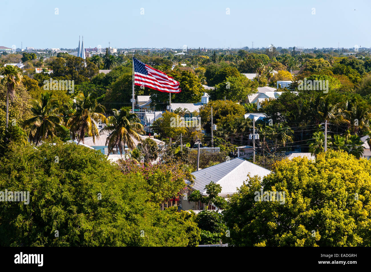 Noi, Florida, Key West. Vista dalla cima del Key West Lighthouse. Foto Stock