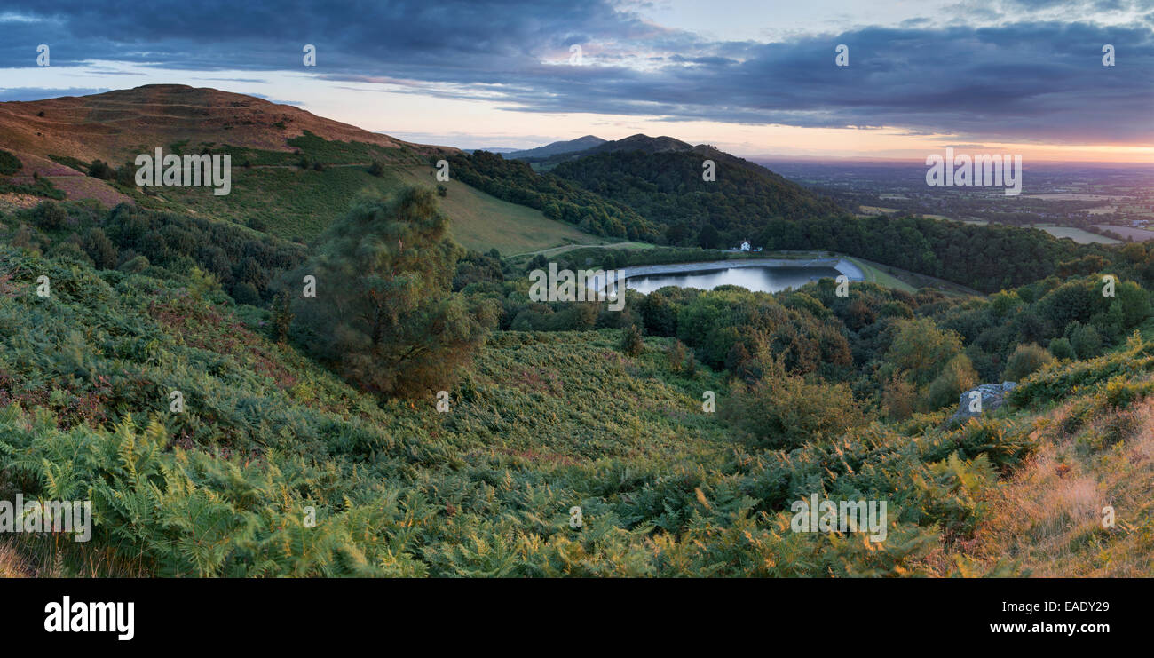 Il serbatoio a British Camp, parte della Malvern Hills in Herefordshire e Worcestershire. Foto Stock