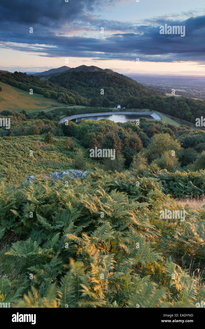 Il serbatoio a British Camp, parte della Malvern Hills in Herefordshire e Worcestershire. Foto Stock