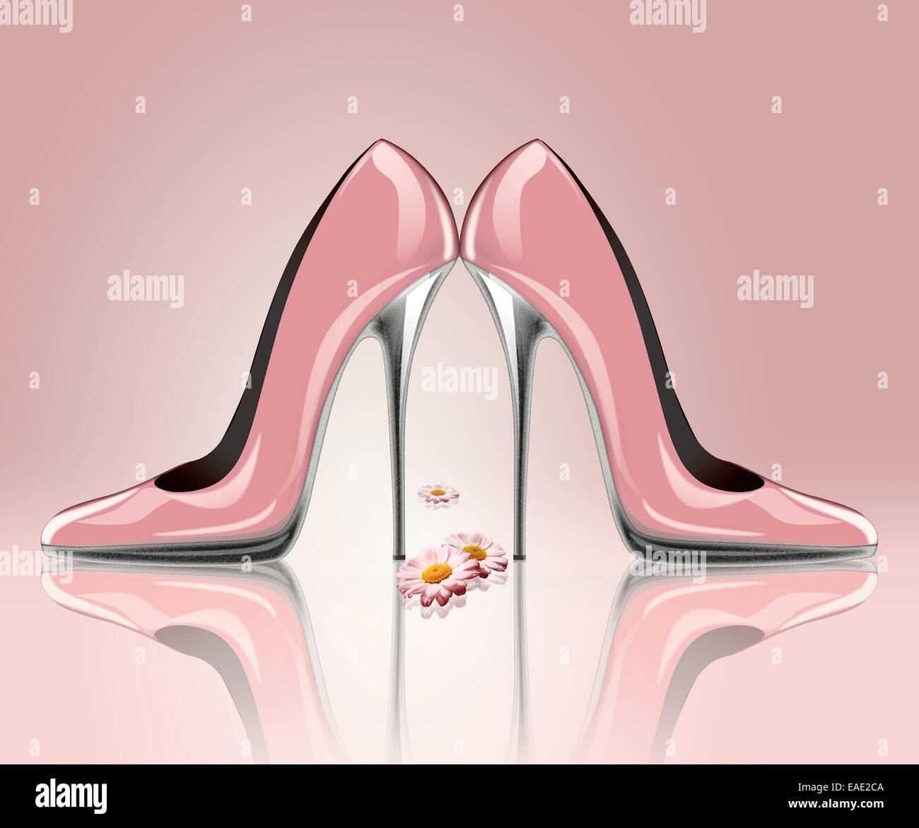 Moda stile e concetto di matrimonio, coppia di hi rosa tacco Scarpe da donna Foto Stock