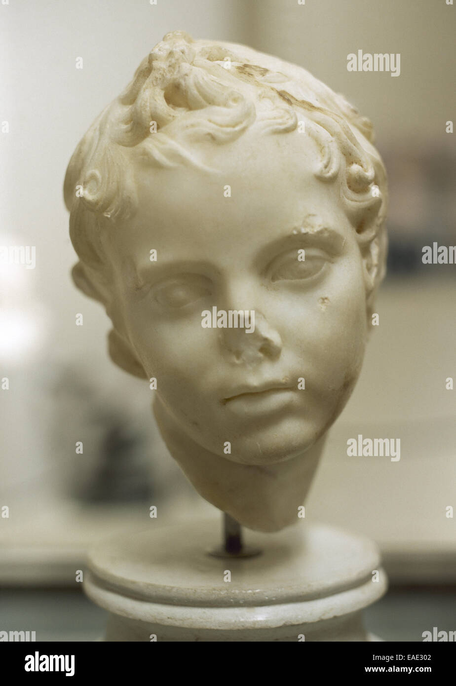 Eros. Dio greco dell'amore. Busto romano. Il marmo. Ii secolo D.C. Museo di Efeso. Selcuk. La Turchia. Foto Stock