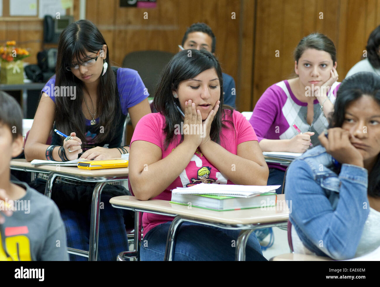 Gli studenti in classe a raggiungere presto College High School di McAllen, Texas sul campus della South Texas College. Foto Stock