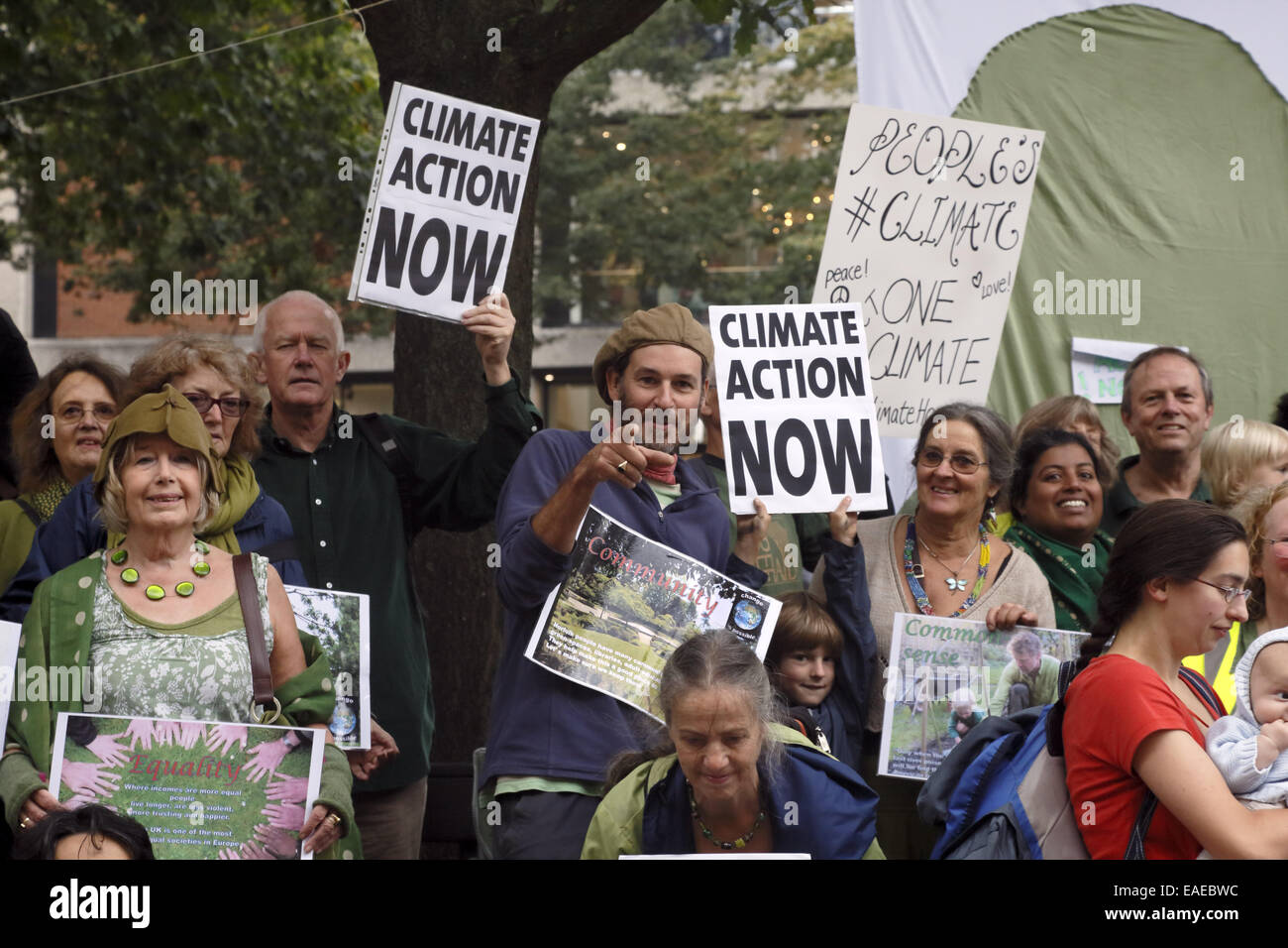 Persone di dimostrazione del clima Norwich, Regno Unito, 20 settembre 2014. Foto Stock