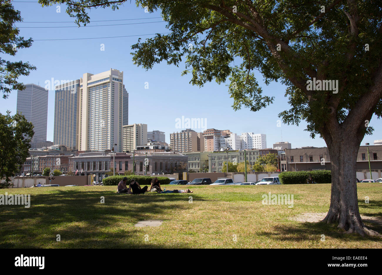 Il parco della città e sullo skyline di New Orleans in Louisiana USA Foto Stock