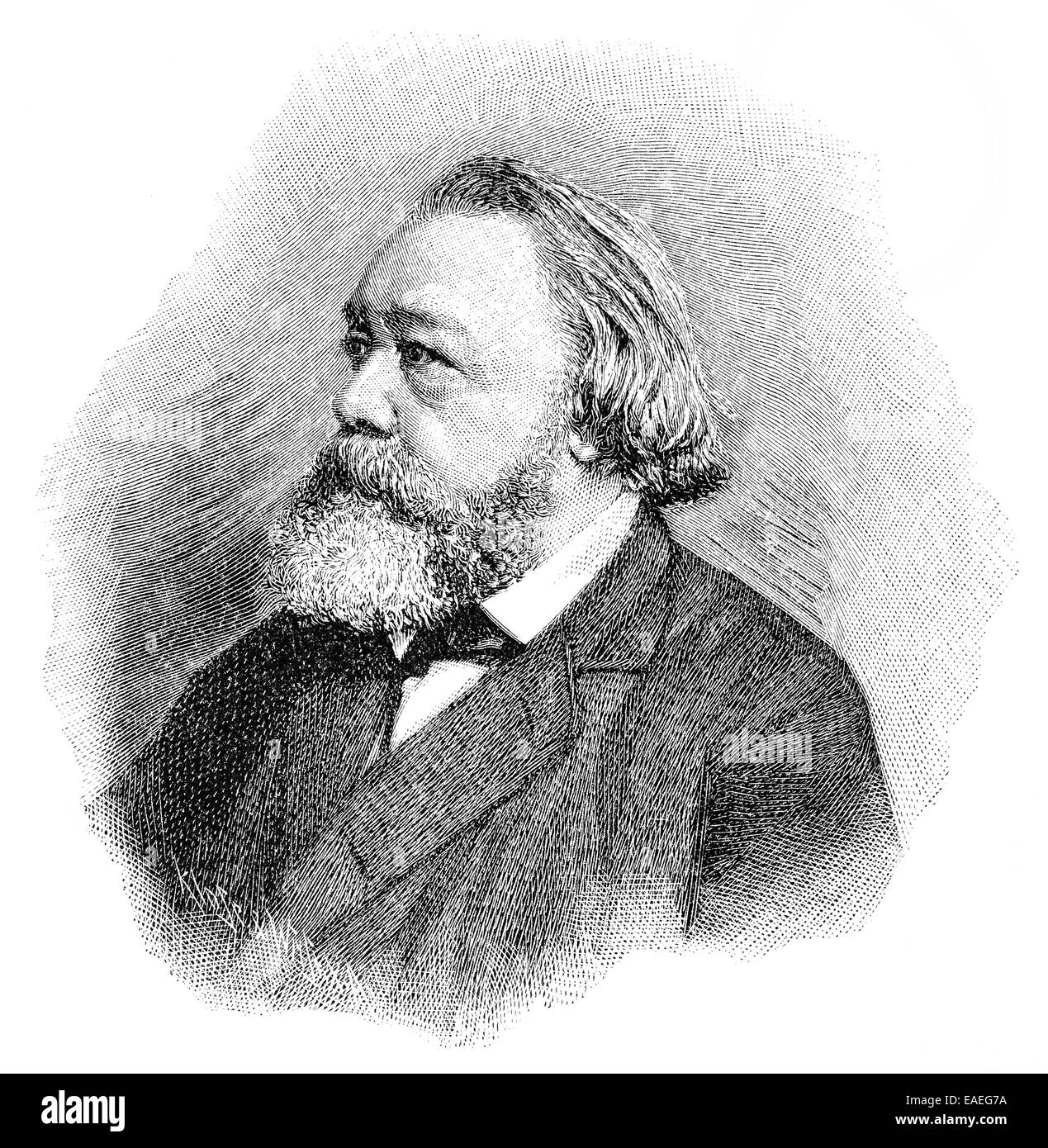 Ritratto di Hermann Ferdinand Freiligrath, 1810 - 1876, un tedesco poeta lirico, Traduttore e poeta, Ritratto von Hermann Ferdinand Foto Stock