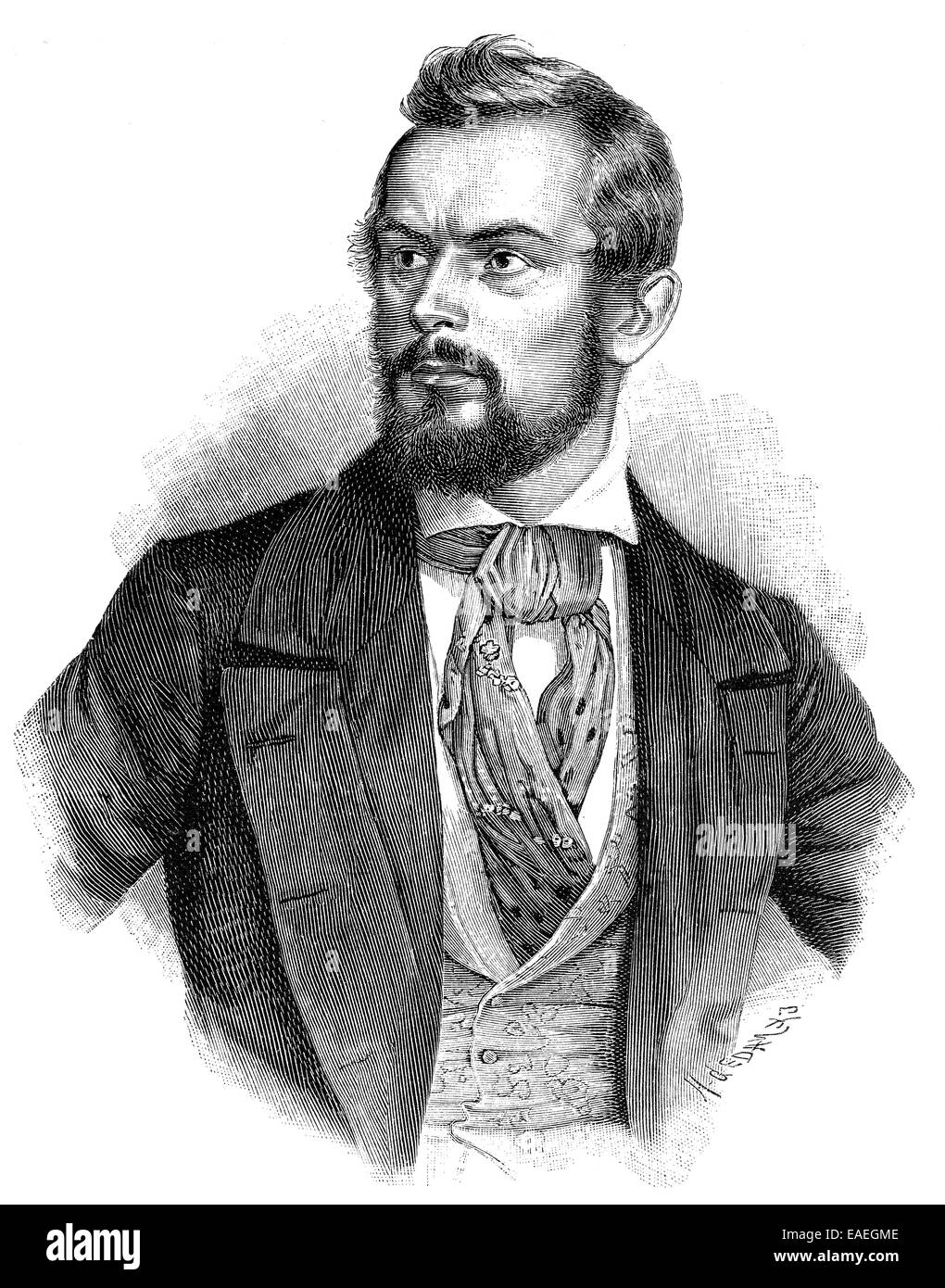 Carl Friedrich Wilhelm Jordan, 1819 - 1904, un tedesco di scrittore e politico , Portrait von Carl Friedrich Wilhelm Jordan, 1819 - Foto Stock