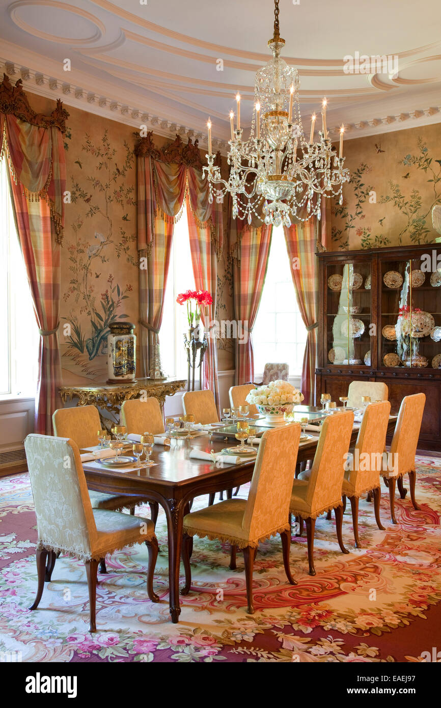 Sala da pranzo formale di Swan House, Atlanta, Georgia. Foto Stock