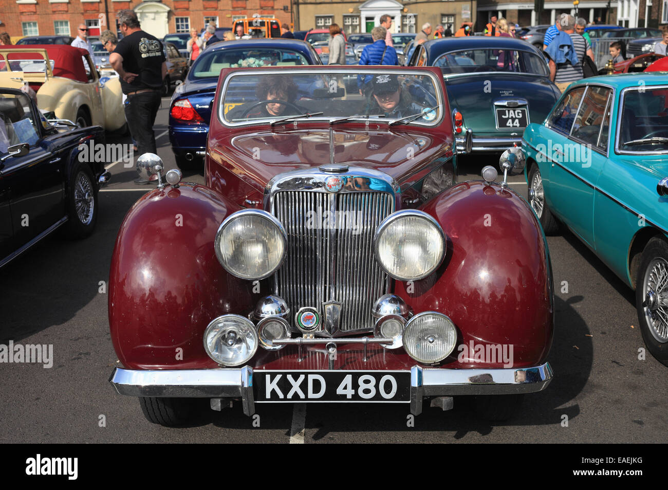 Classic car rally a King's Lynn Norfolk, Inghilterra. Regno Unito. Foto Stock