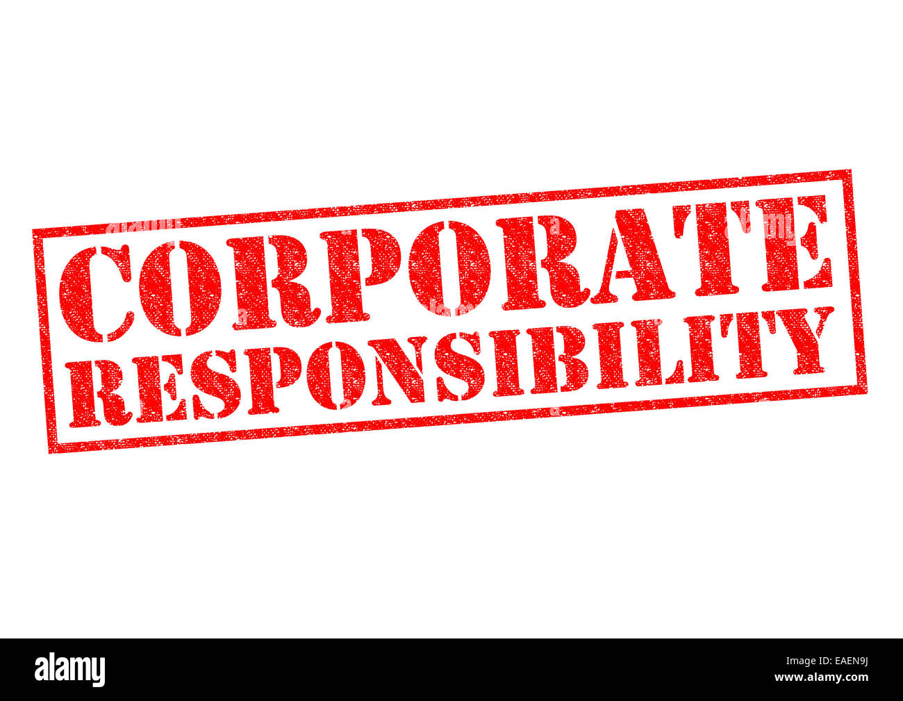 La responsabilità aziendale rosso timbro di gomma su uno sfondo bianco. Foto Stock