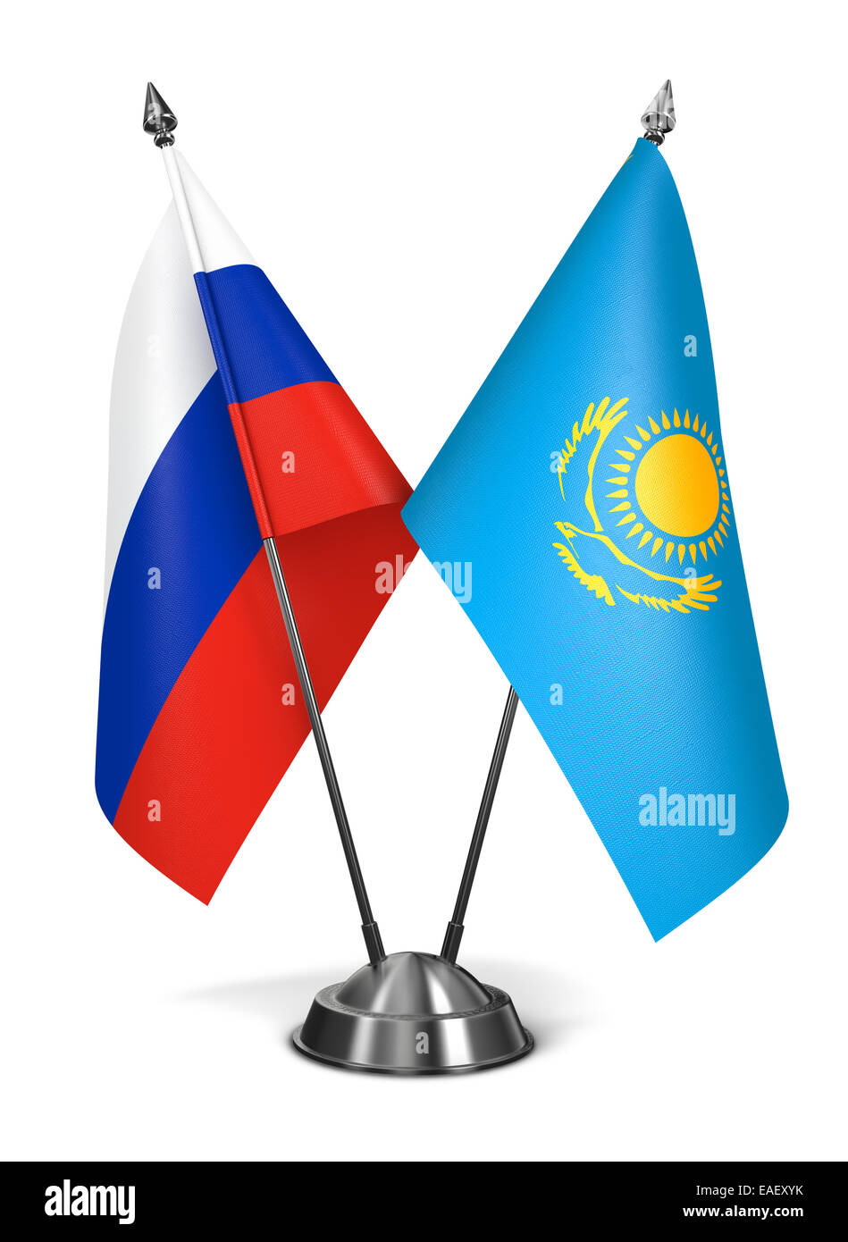 Il Kazakhstan e la Russia - Bandiere in miniatura. Foto Stock