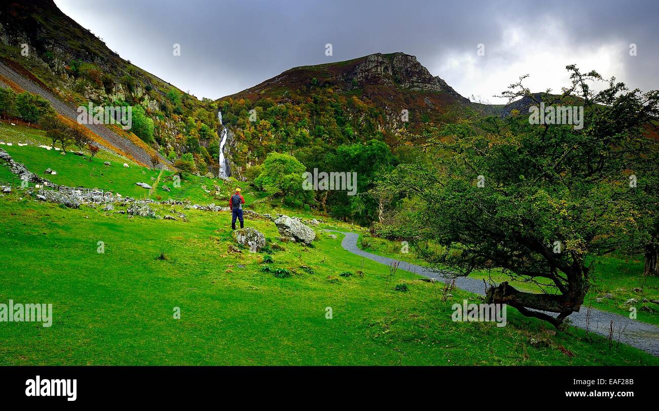 Visualizzazione di Aber cade il Galles del Nord Foto Stock