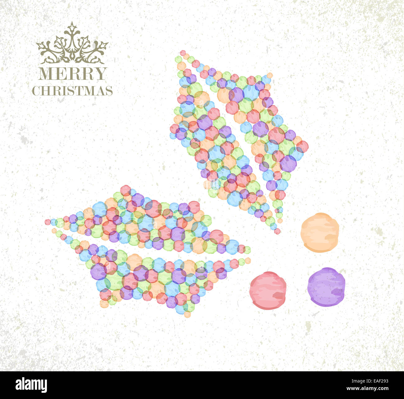 Buon Natale acquerello macchie holly berry forma greeting card sfondo. EPS10 file vettoriale organizzati in strati per un facile edi Foto Stock