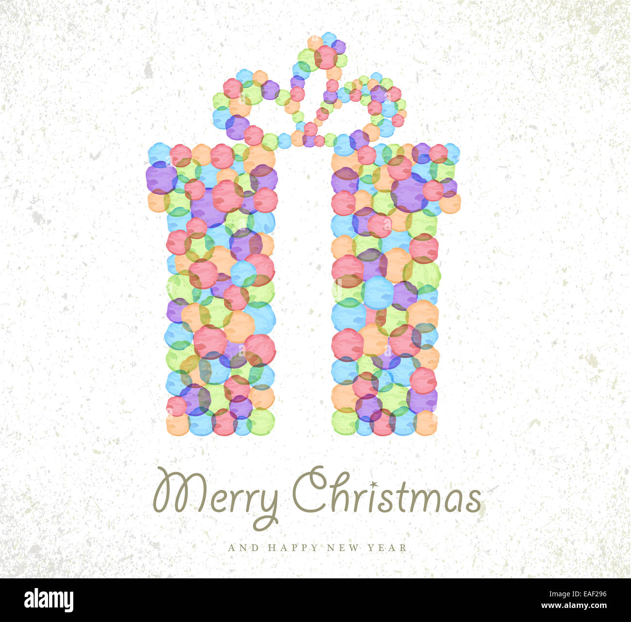 Buon Natale acquerello macchie confezione regalo forma greeting card sfondo. EPS10 file vettoriale organizzati in strati per un facile editin Foto Stock