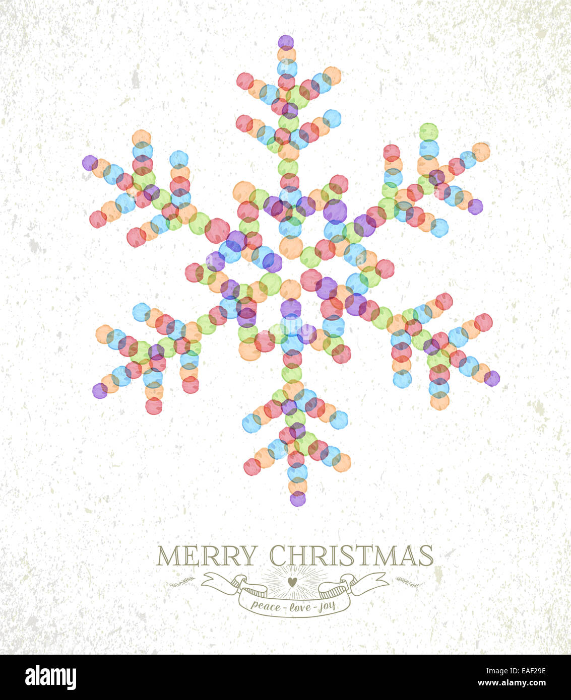 Buon Natale acquerello macchie forma di fiocco di neve biglietto di auguri sfondo. EPS10 file vettoriale organizzati in strati per un facile editi Foto Stock