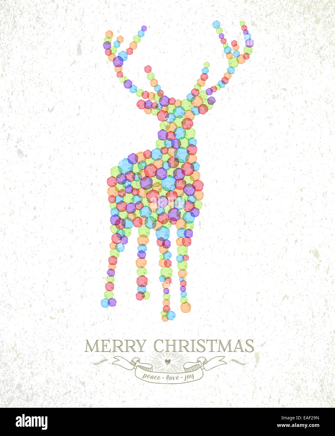 Buon Natale acquerello macchie forma di renne greeting card sfondo. EPS10 file vettoriale organizzati in strati per operazioni di editing semplici Foto Stock