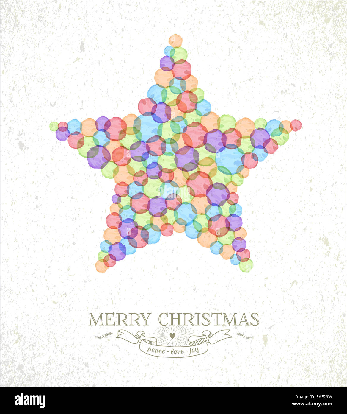 Buon Natale acquerello macchie xmas forma a stella greeting card sfondo. EPS10 file vettoriale organizzati in strati per un facile editi Foto Stock
