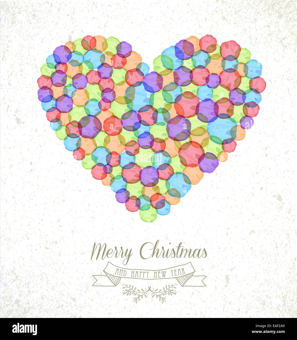 Buon Natale acquerello macchie amore forma di cuore saluto sfondo della scheda. EPS10 file vettoriale organizzati in strati per una facile modifica Foto Stock