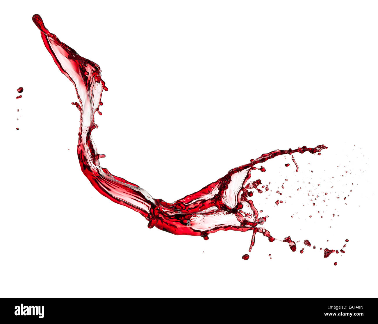 Colpo isolato di vino rosso splash su sfondo bianco Foto Stock