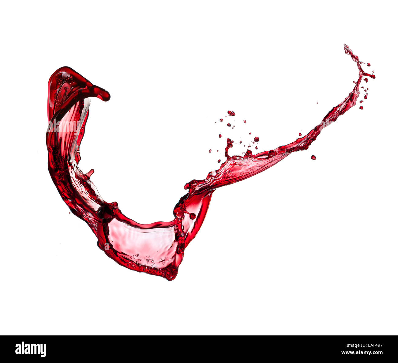 Colpo isolato di vino rosso splash su sfondo bianco Foto Stock