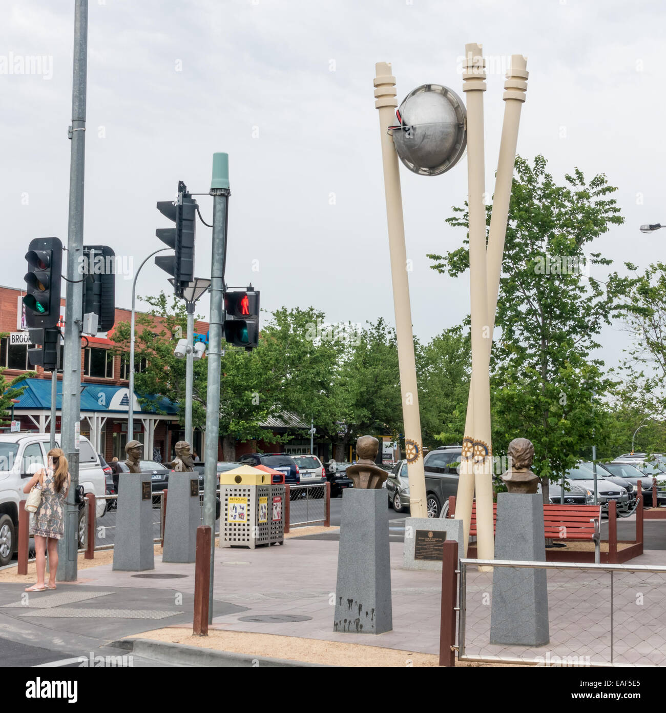 La street art di commemorazione Sunbury come la casa del The Ashes Cricket concorsi tra Gran Bretagna e Australia Foto Stock