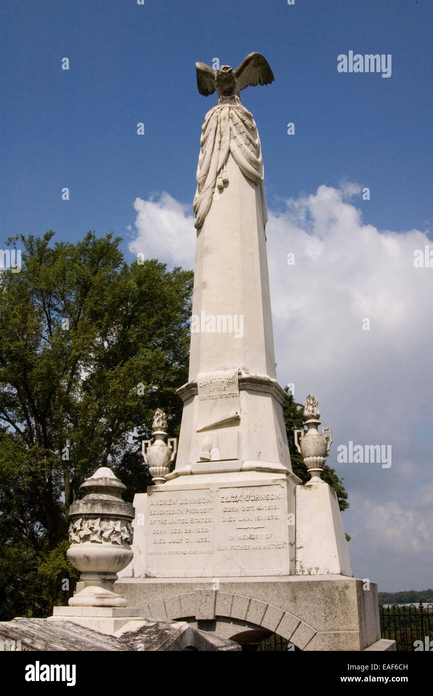 Marcatore di grave del Presidente Andrew Johnson Foto Stock