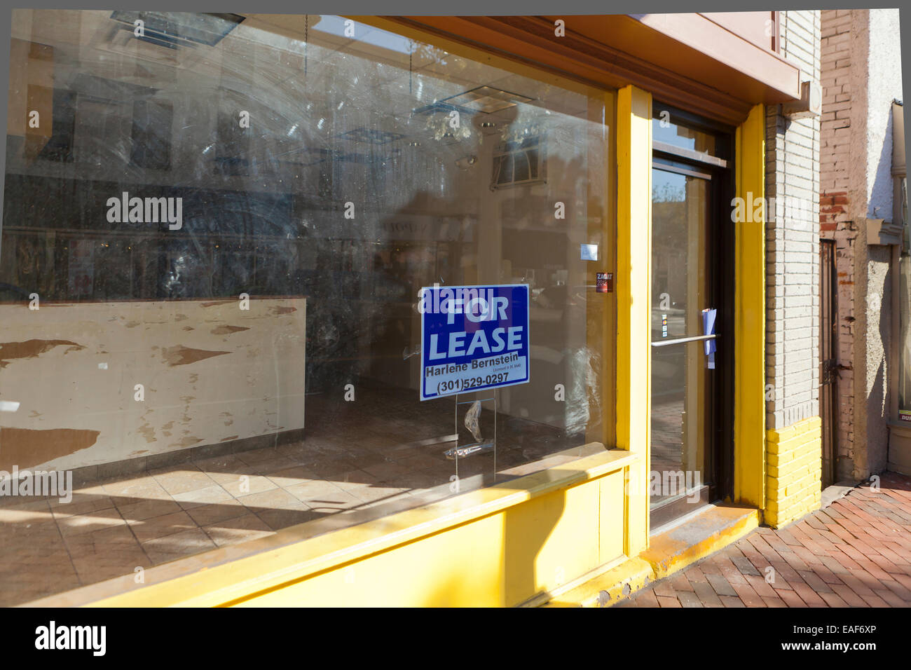 Per segno di leasing su vuoto store window - Washington DC, Stati Uniti d'America Foto Stock Per segno di leasing su vuoto store window - Washington DC, Stati Uniti d'America Foto Stock