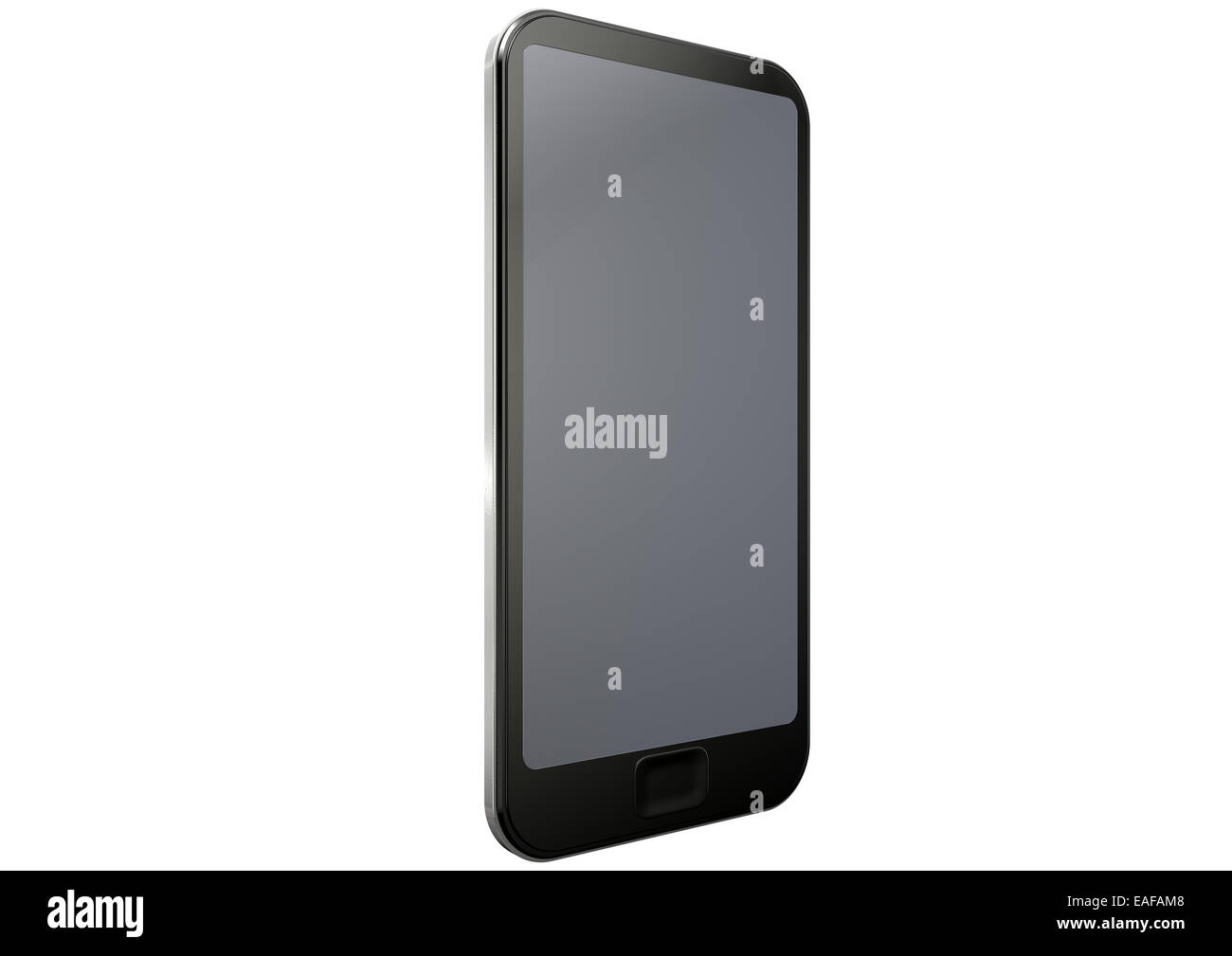 Un normale giorno moderno smart phone con una schermata vuota su un isolato bianco di sfondo per studio Foto Stock