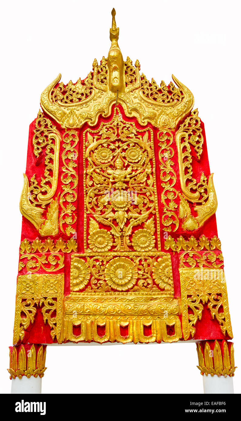 Parete astratta di un tempio su sfondo bianco Foto Stock