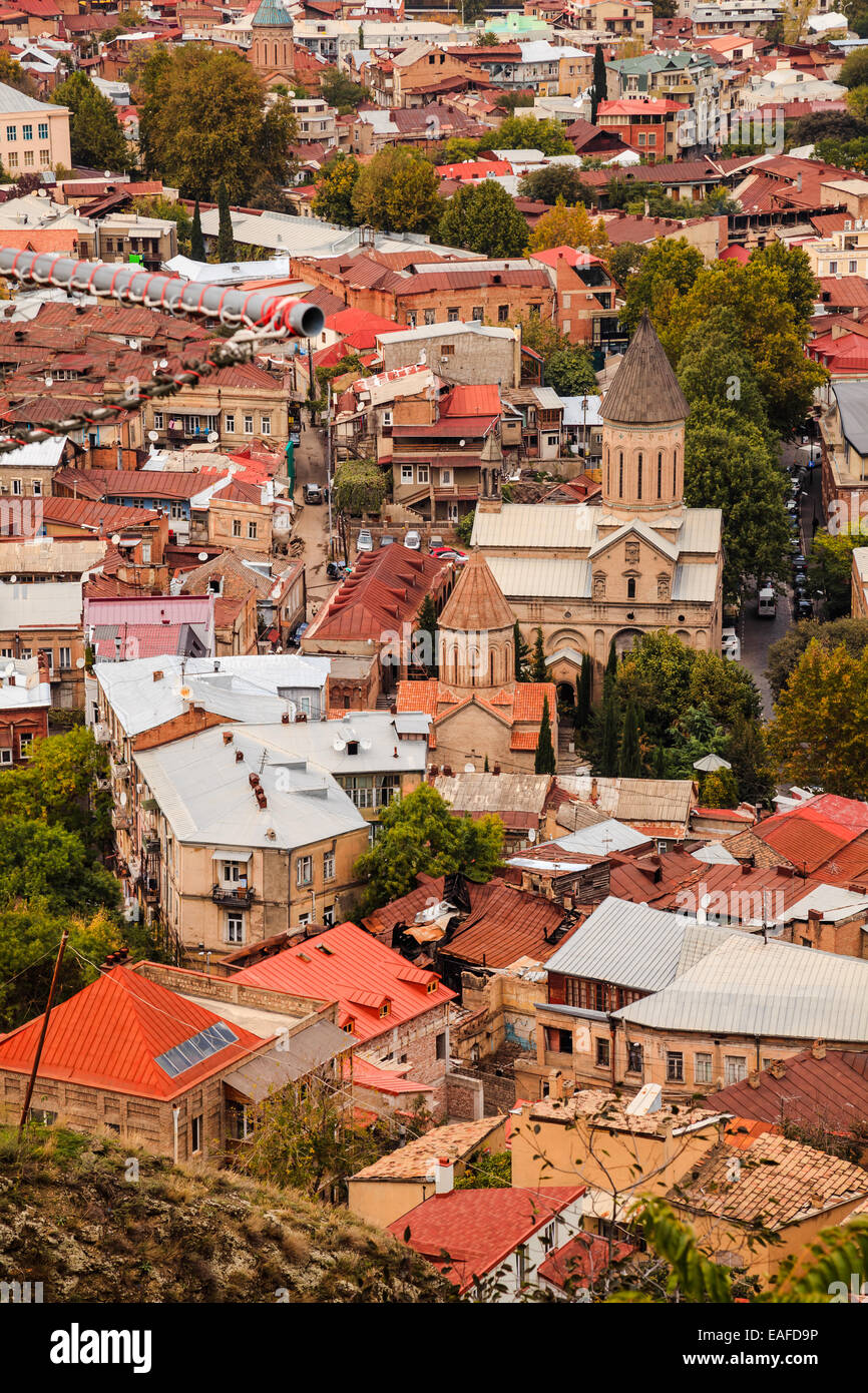Vista di Tbilisi, capitale della Georgia Foto Stock