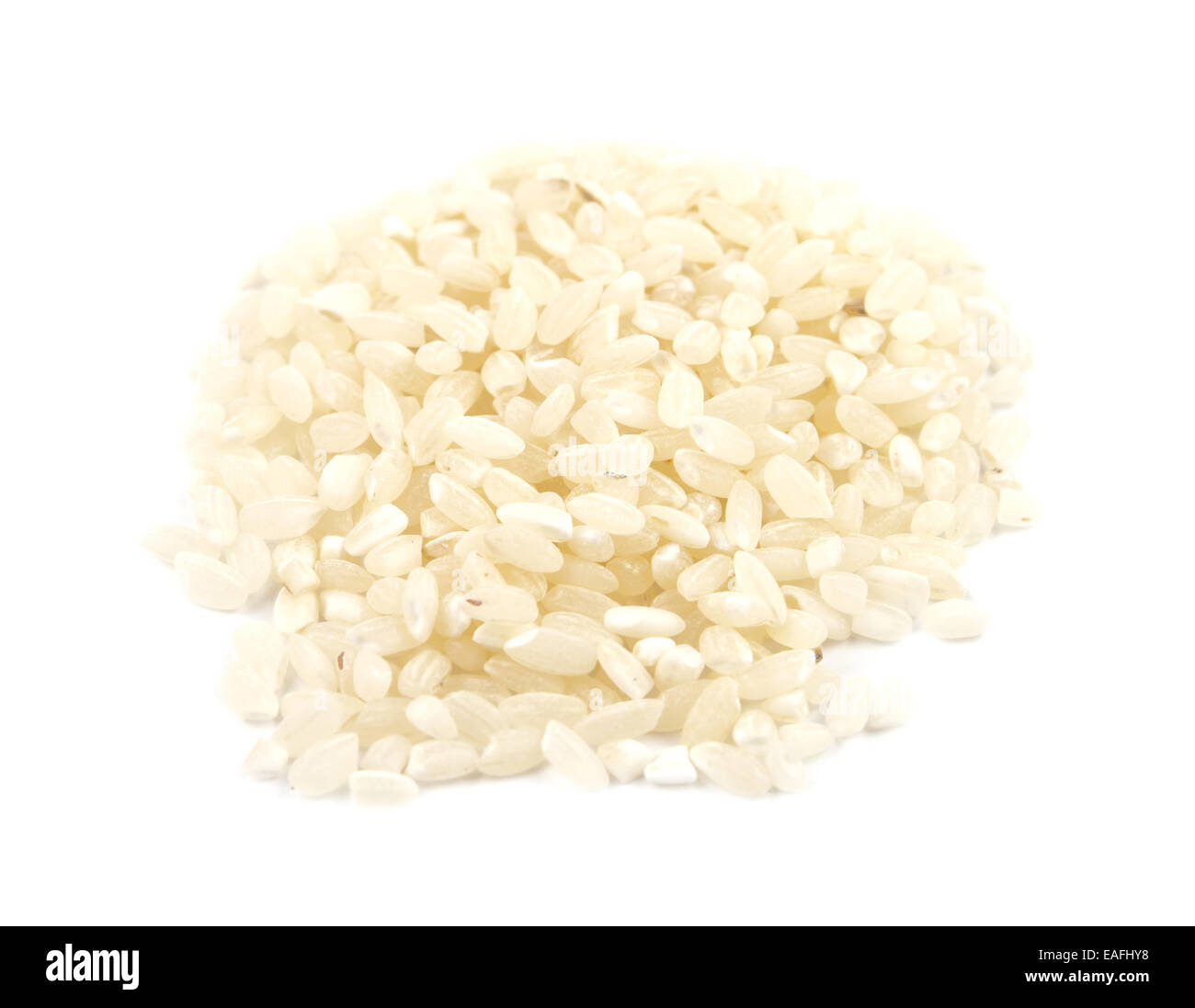 Golden rice mucchio isolati su sfondo bianco Foto Stock